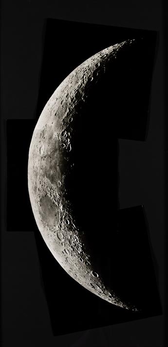 ADOLF VOIGT & HANS GIEBLER (active 1950s-2000s) An elegant series of 15 detailed photographs of the moon's surface on 5 panels, depict